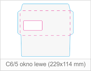 Koperta C6/5 okno lewe (229x114 mm) – druk z arkusza