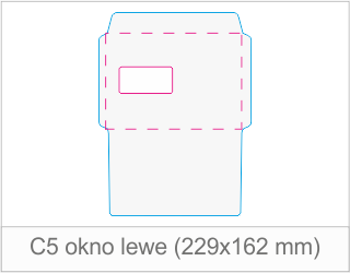 Koperta C5 okno lewe (229x162 mm) – druk z arkusza