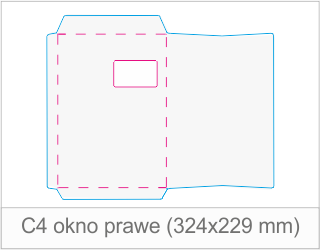 Koperta C4 okno prawe (324x229 mm) – druk z arkusza